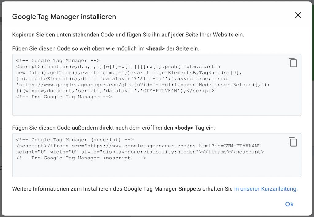 Google Tag Manager Anleitung zum Tracking-Code